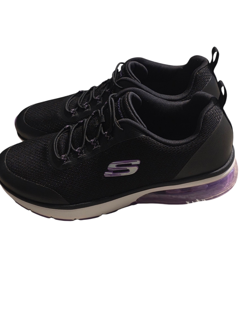 Skechers Skech Air Memory Foam Black Purple Bungee Sneakers Shoes Women Size 10